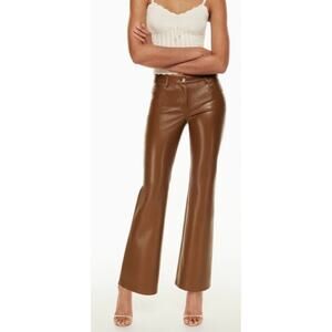 Aritzia Wilfred Melina Low Rise Flare Cognac faux leather pants,size 0,MSRP $148